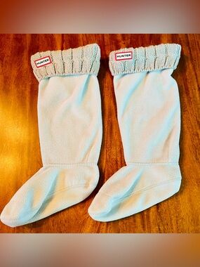Hunter Grey Cable Knit Top Fleece Body Tall Rain Boot Liners Women’s Size 7-9